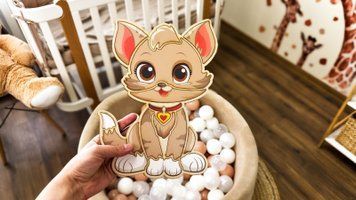 Пазл- вкладыш  " Котик"  207х292 мм. Складачка из дерева. Рамка вкладыш для развития