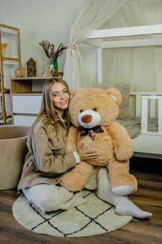 Плюшевый большой медведь Томми, высота 100 см, мокко, Очень мягкий плюшевый медведь