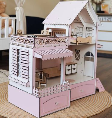 Ляльковий Будиночок &laquo;Dream Cottage&raquo; з шухлядами 73&times;91&times;41 см &ndash; Дерев'яний Дім для Ляльок в Комплектації Лайт