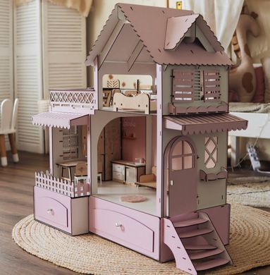 Ляльковий Будиночок &laquo;Dream Cottage&raquo; з шухлядами 73&times;91&times;41 см &ndash; Дерев'яний Дім для Ляльок в Комплектації Лайт