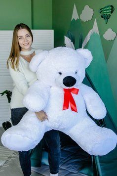 Плюшевый большой медведь Томми, высота 150 см., белый большой Тедди,