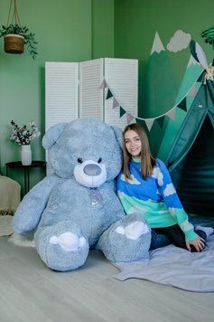 Большой плюшевый мишка " Ветли", высота 200 см., серый, подарок девушке
