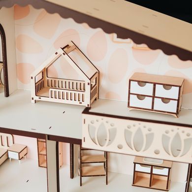 Domek dla lalek Barbie Garden Residence - 3 piętra z jasnymi meblami