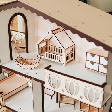 Domek dla lalek Garden Residence z HDF, 3 piętra, 5 pokoi &mdash; Comfort