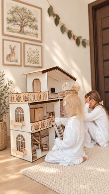 Domek dla lalek Barbie Garden Residence - 3 piętra z jasnymi meblami